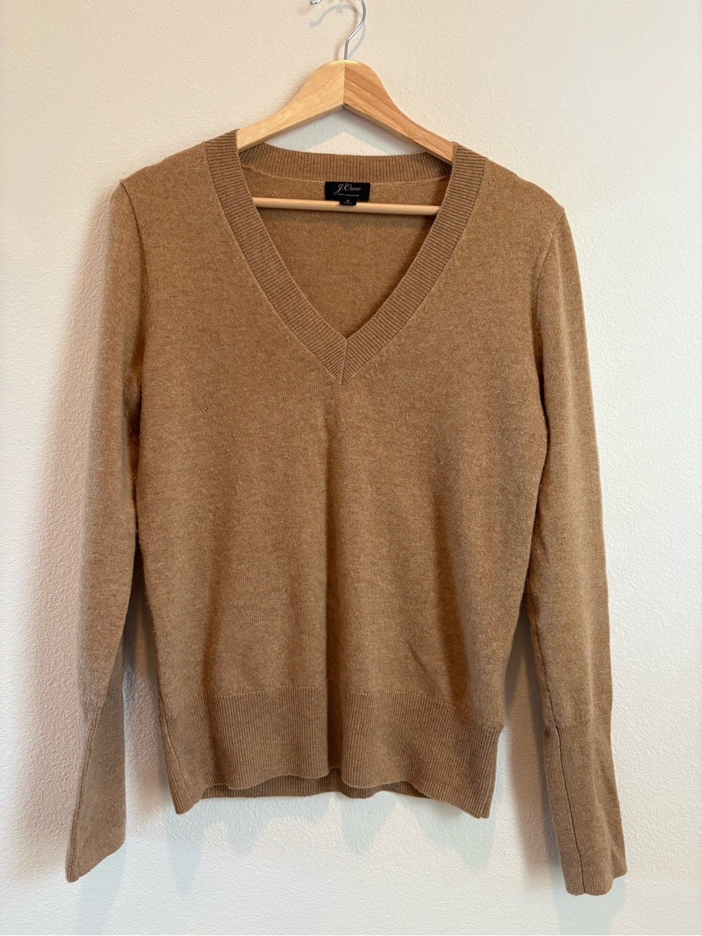 J. Crew Camel V-Neck 100% cashmere Sweater